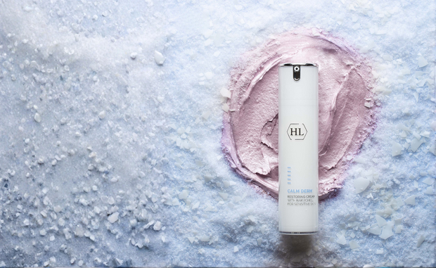 Calm Derm restirong cream on purple background
